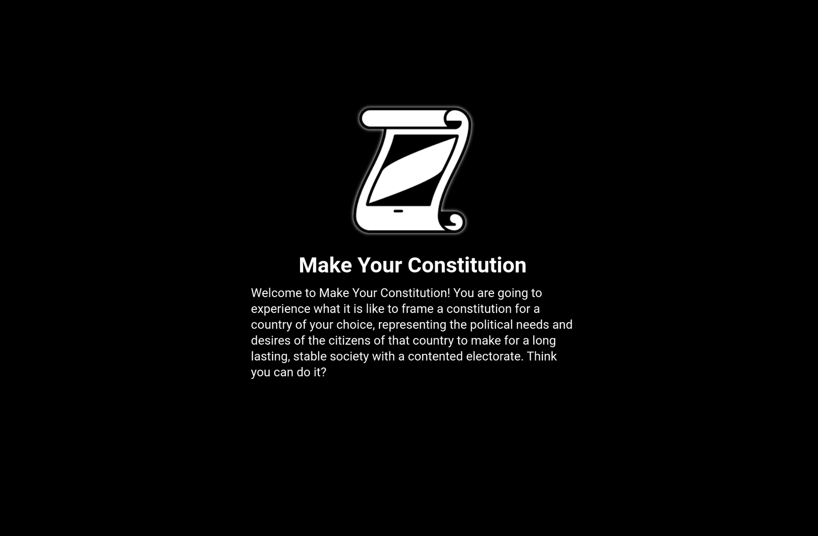 A screen from the Your Constitution game