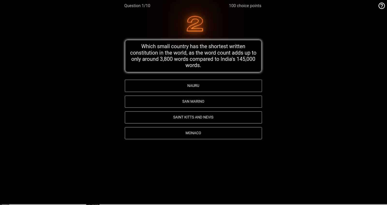 A screen from the Your Constitution game showing its card-based design
