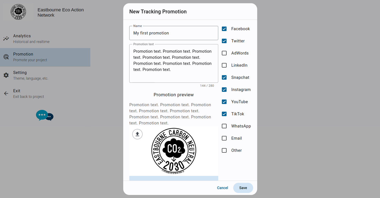 Creating a new promotion in the Your Priorities promotion tool