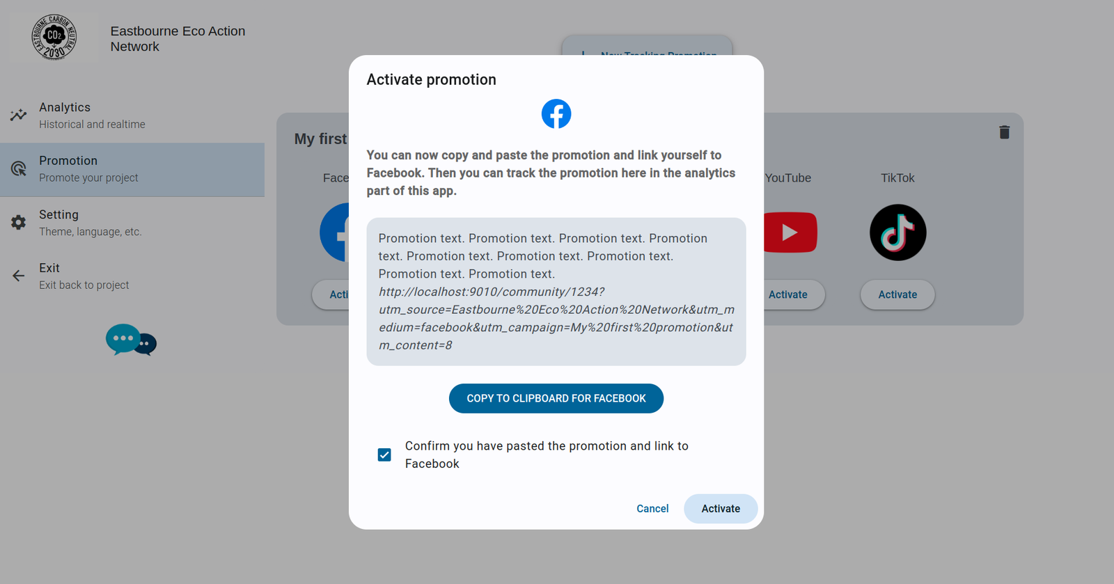Activating a promotion in Your Priorities