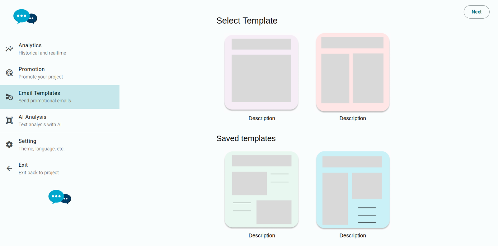 Prototype of the built-in mass promotion email tool